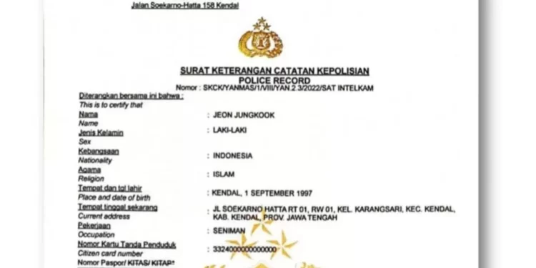 Police Clearance Certificate in Indonesia